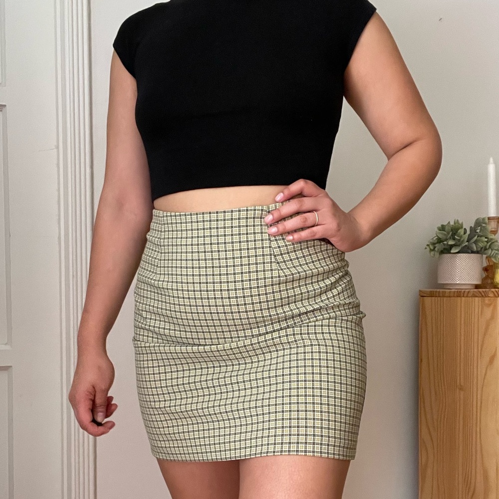 Vintage 90s Clueless Green Plaid Mini Skirt